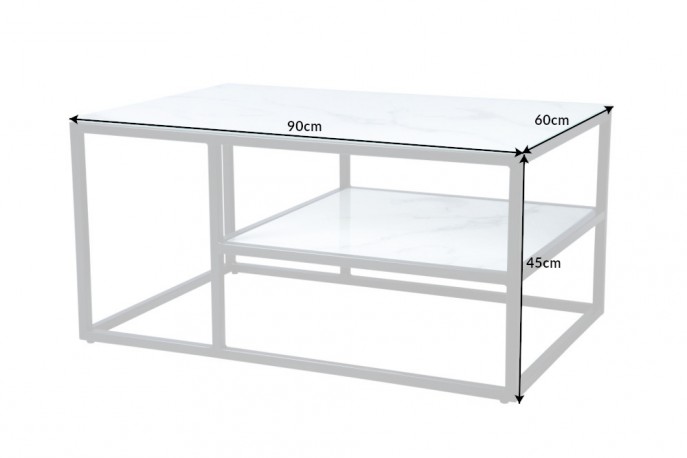 BRADLY - 90 cm soffbord i vitt marmorutseende
