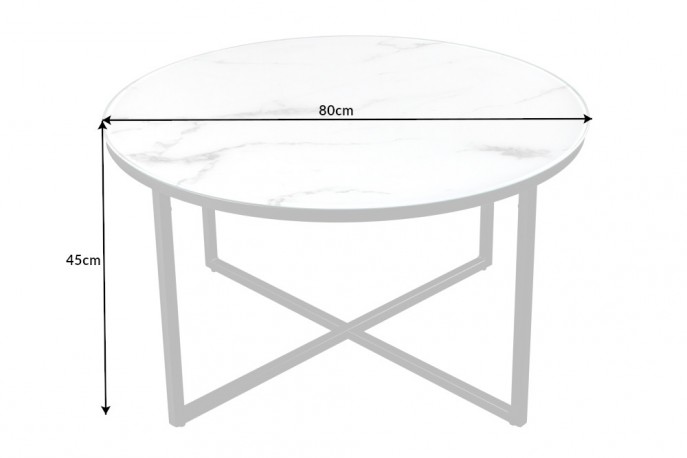 SONJA - 80 cm soffbord i vitt kristallglas