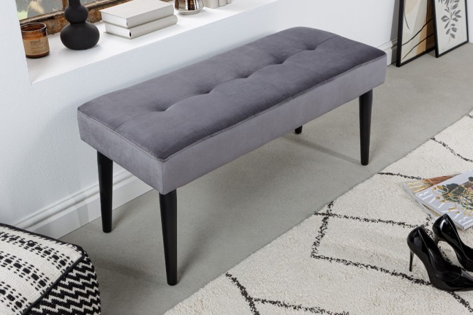 MIMI - 95 cm sittbänk i mörkgrå sammet