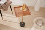 HOPE - 35 cm fyrkantigt sidobord i trä/marmor/guld