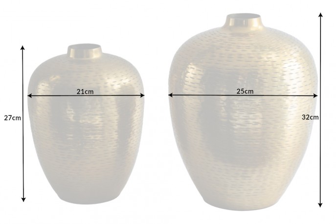 LOREEN - 31/27 cm vas set om 2 st. i guldig hammarfinish