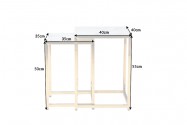 LACY - 2 st. sidobord 40/35 cm i vitt kristallglas/guld