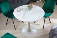 LOUIE - 80 cm bistrobord i vitt marmorutseende/vit bas