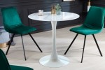 LOUIE - 80 cm bistrobord i vitt marmorutseende/vit bas