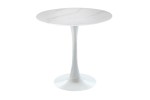 LOUIE - 80 cm bistrobord i vitt marmorutseende/vit bas