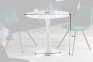 LOUIE - 80 cm bistrobord i vitt marmorutseende/vit bas