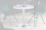 LOUIE - 80 cm bistrobord i vitt marmorutseende/vit bas