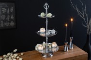 Cake stand Orient 3er 65cm silver hammer finish