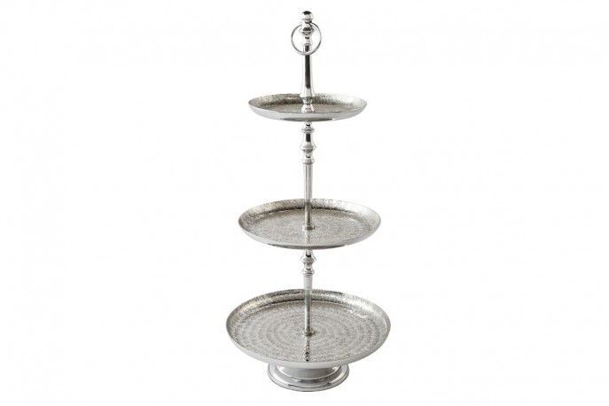 Cake stand Orient 3er 65cm silver hammer finish