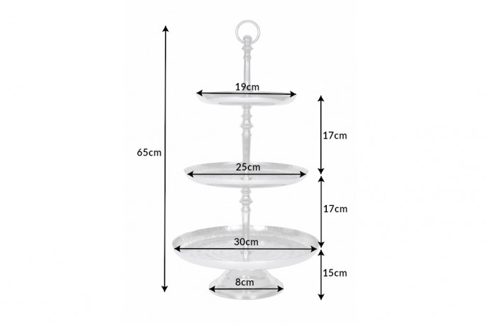 Cake stand Orient 3er 65cm silver hammer finish