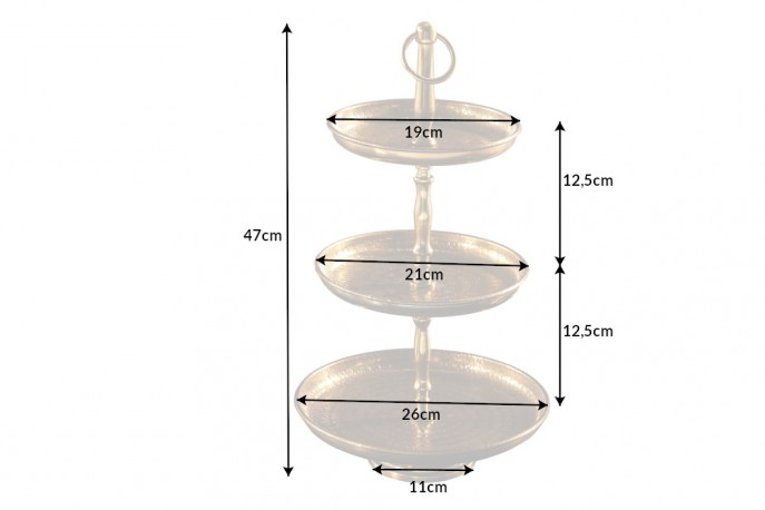 Cake stand Orient 3er 48cm gold hammer finish