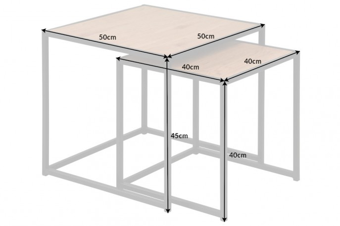 CACTUS - 50/40 cm set med 2 st. sidobord/soffbord i natur/svart