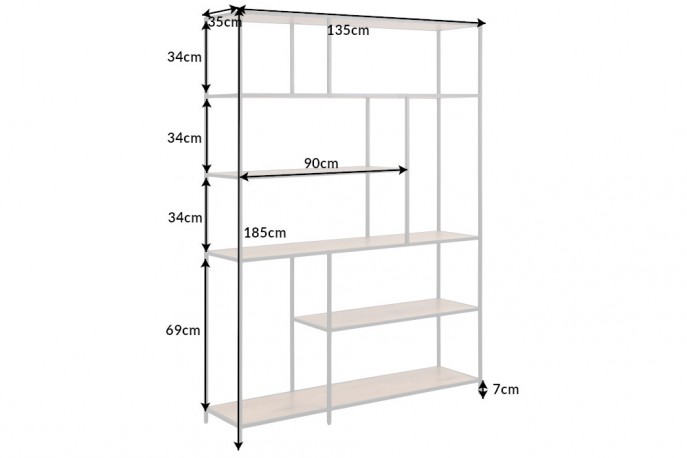 DONNA - 185x135 cm hyllsystem i ek/svart