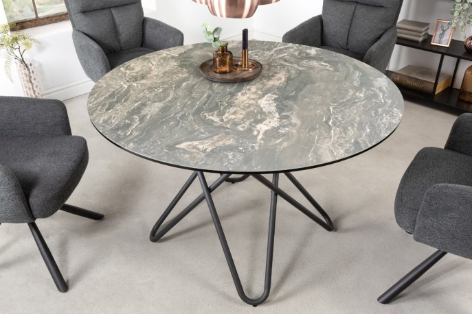 ADESSO - 120 cm runt matbord i keramik/natursten-utseende