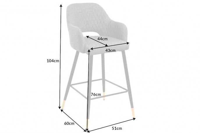 YANKO - 51 cm barstol i ljusgrå sammet