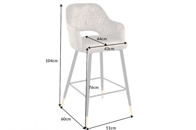 YANKO - 51 cm barstol i antracitgrå sammet