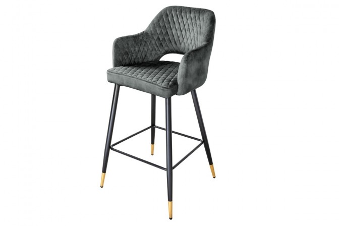 YANKO - 51 cm barstol i grågrön sammet