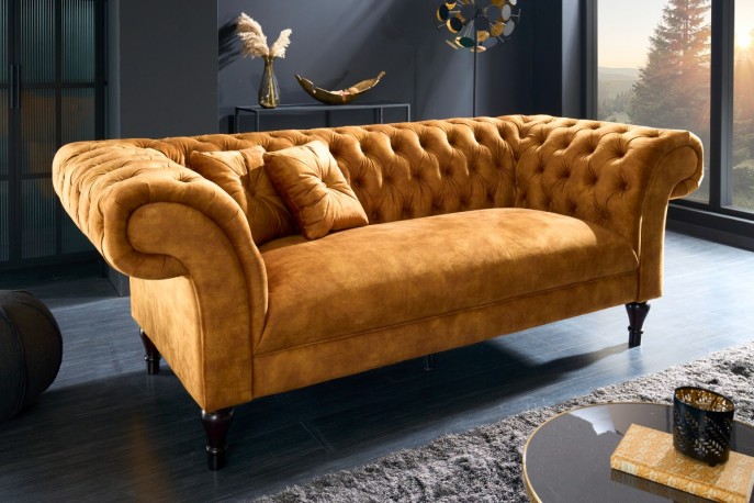 ALICE - Chesterfield-soffa i senapsgul sammet
