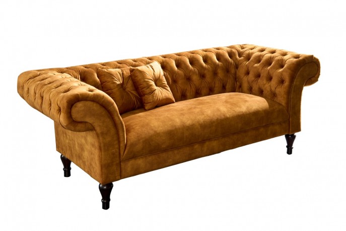ALICE - Chesterfield-soffa i senapsgul sammet