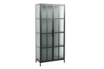 PLUM - 180 cm vitrinskåp i svart stål/räfflat glas