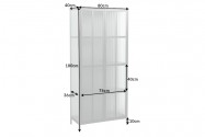 PLUM - 180 cm vitrinskåp i svart stål/räfflat glas