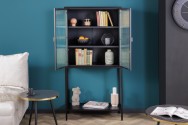 PLUM - 150 cm vitrinskåp i svart stål/räfflat glas