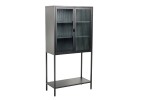 PLUM - 150 cm vitrinskåp i svart stål/räfflat glas