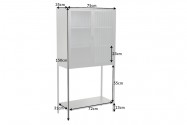 PLUM - 150 cm vitrinskåp i svart stål/räfflat glas