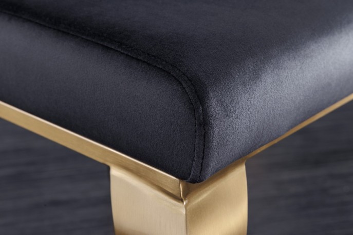 Chair modern baroque black velvet gold