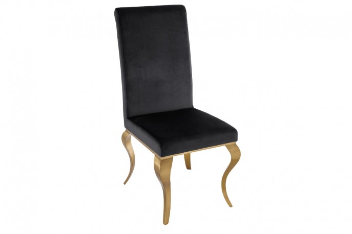 Chair modern baroque black velvet gold