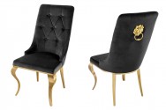 Chair modern baroque black with lion head gold