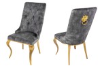 Chair modern baroque gray with lion head gold