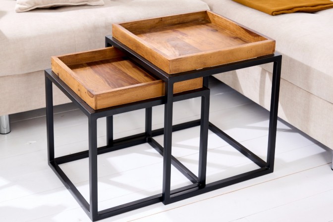 Serviteur side table set of 2 45cm Sheesham 2