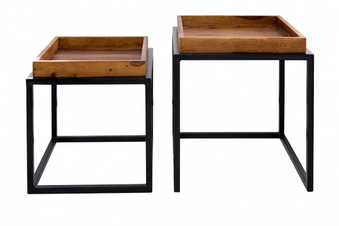 Serviteur side table set of 2 45cm Sheesham