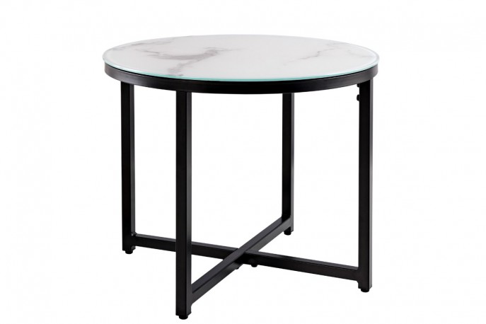 LISELOTT - 50 cm sidobord i vitt marmorutseende