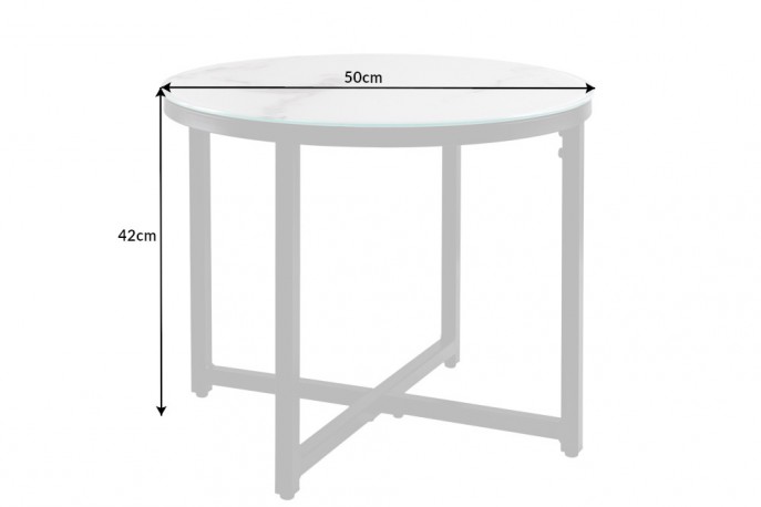 LISELOTT - 50 cm sidobord i vitt marmorutseende