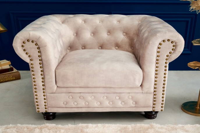 Chesterfield armchair velvet champagne