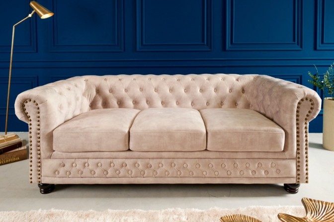 Chesterfield 3-seater sofa velvet champagne