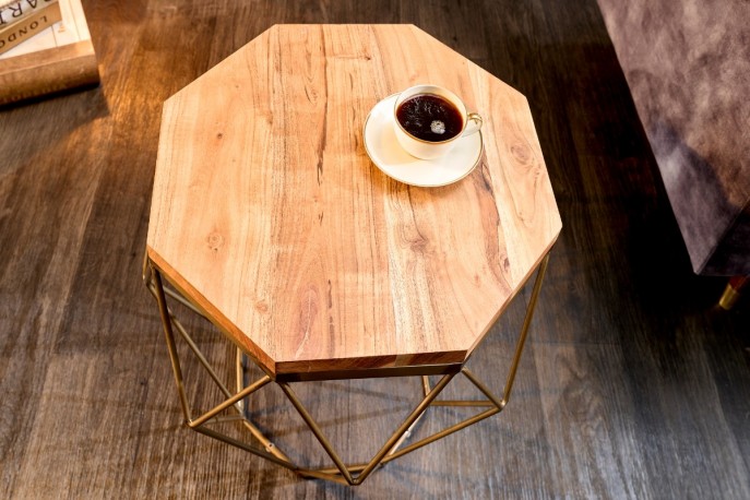 Coffee table Diamond 50cm acacia brass natural