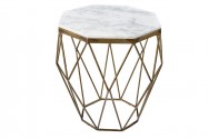 Coffee table Diamond 50cm marble brass white