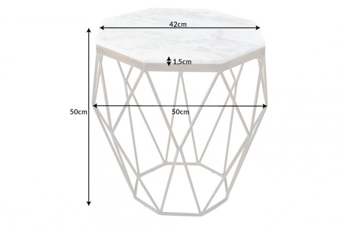 Coffee table Diamond 50cm marble brass white