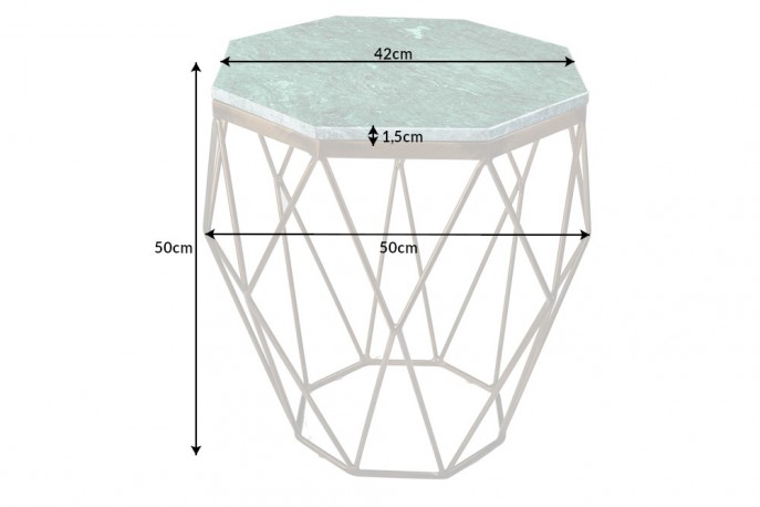 Coffee table Diamond 50cm marble brass green