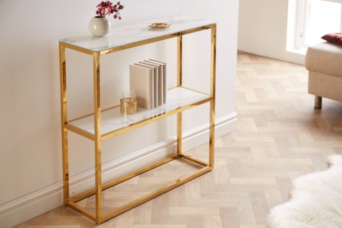 Console Elegance 80cm marble white gold