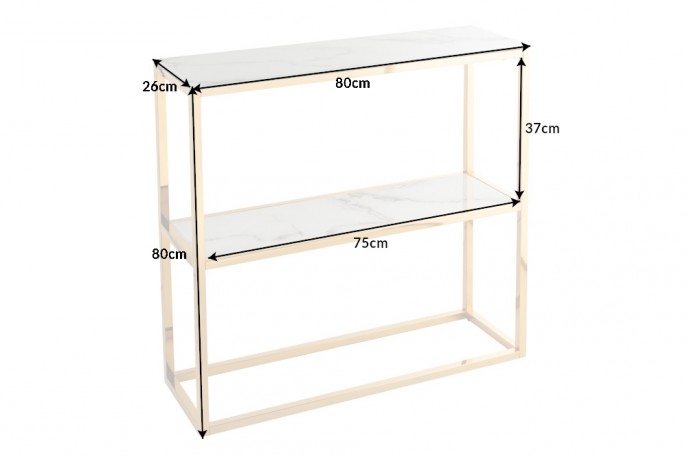 Console Elegance 80cm marble white gold