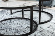 SAFRA - 80/60 cm soffbord 2 st. i vitt marmor-utseende