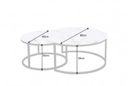 SAFRA - 80/60 cm soffbord 2 st. i vitt marmor-utseende