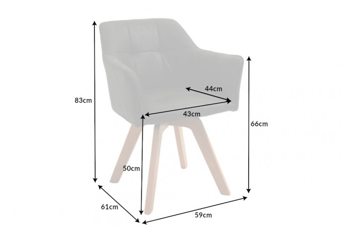 BOBBY - 59 cm roterbar fåtölj i grått