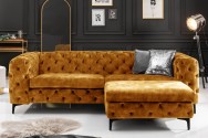 JENIVA - 235 cm soffa i senapsgul sammet