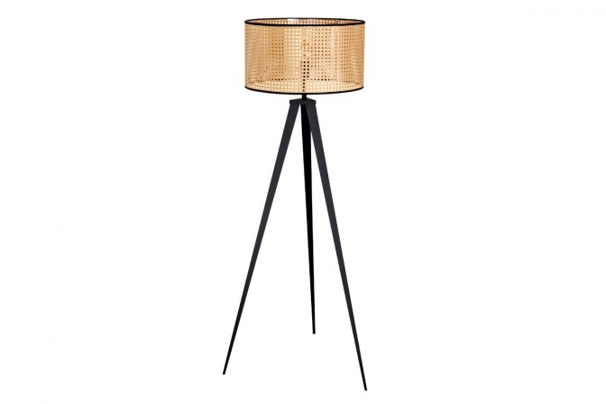 NILLA - 140 cm golvlampa i rottingnät och svart 2