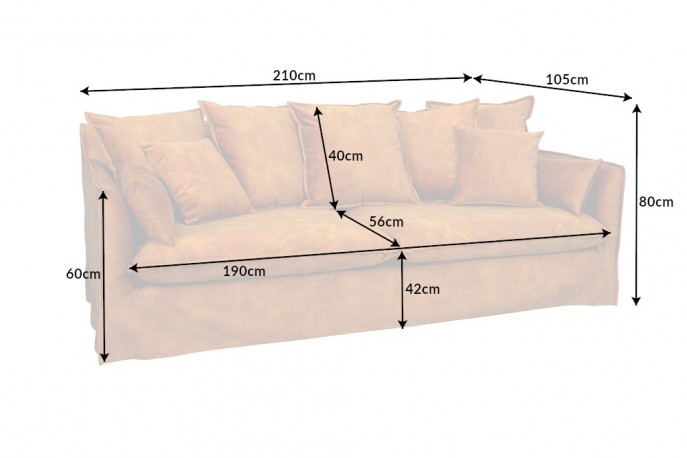 AMANDA - 215 cm soffa i senapsgul sammet